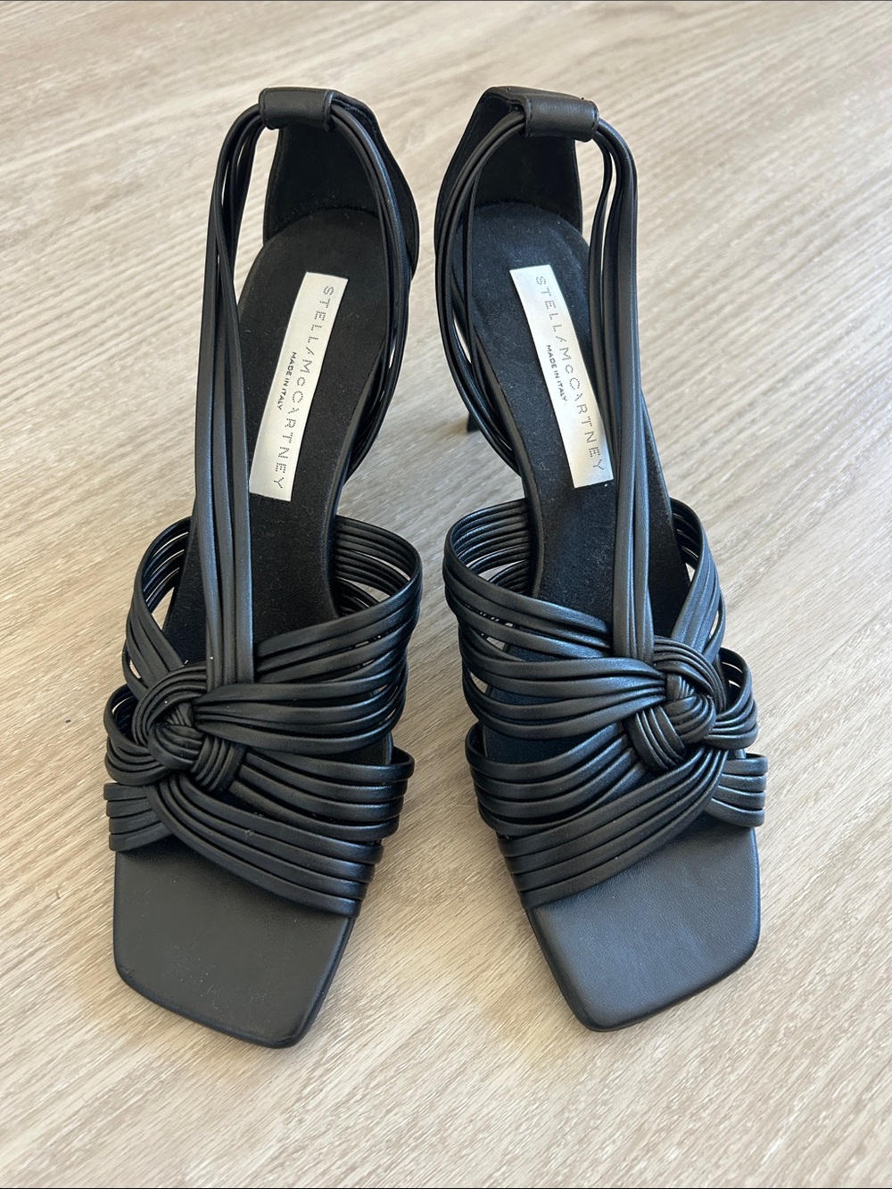 Stella McCartney Black Knotted Multi-Strap Heels